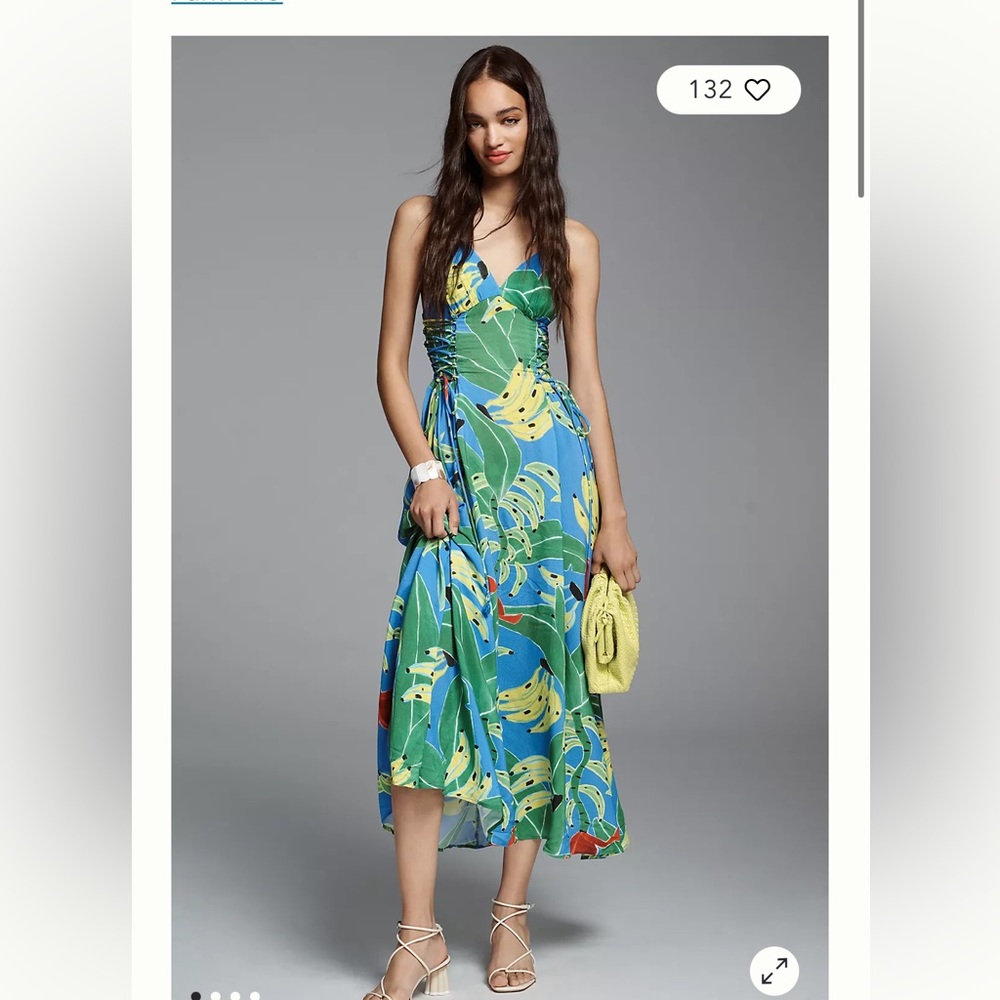 Farm Rio Banana Leaves Lace-Up Dress